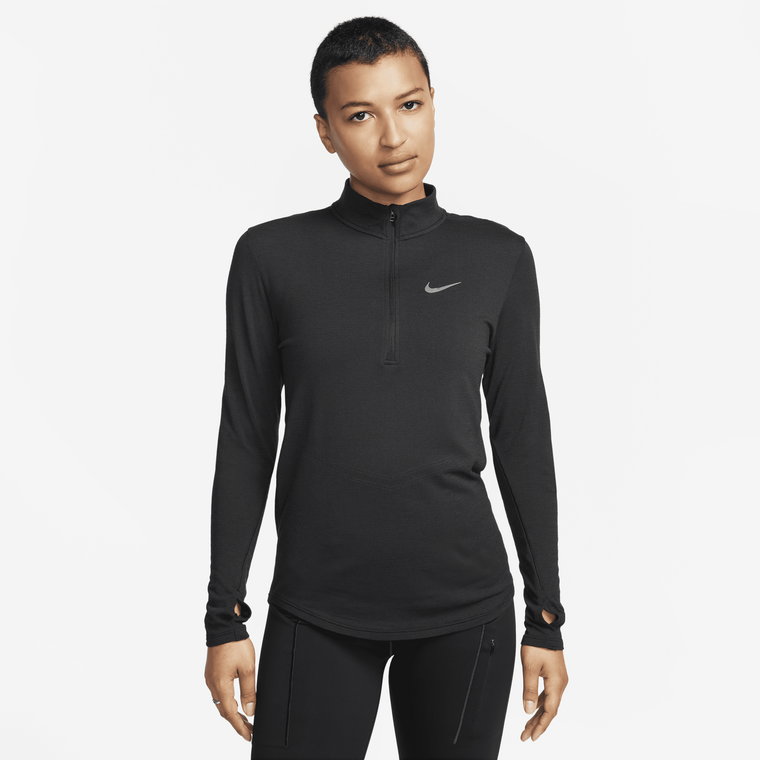 Damska koszulka z długim rękawem z wełny do biegania Nike Dri-FIT Swift - Czerń