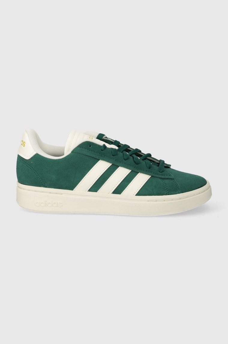adidas sneakersy zamszowe GRAND COURT kolor zielony IE1451