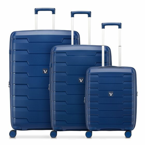 Roncato Skyline 2.0 4 kółka Zestaw walizek 3-części z plisą rozprężną blue notte