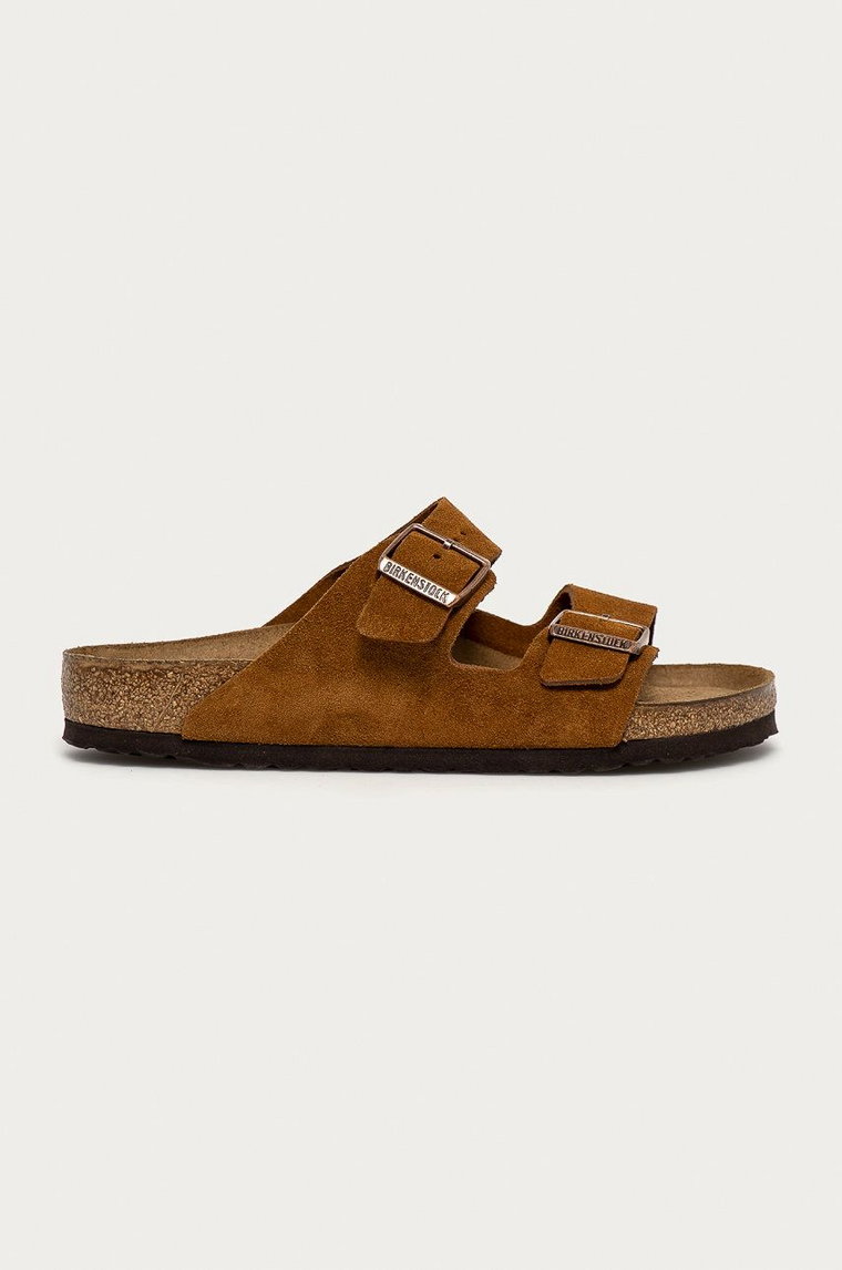 Birkenstock klapki skórzane Arizona męskie kolor brązowy 1009526