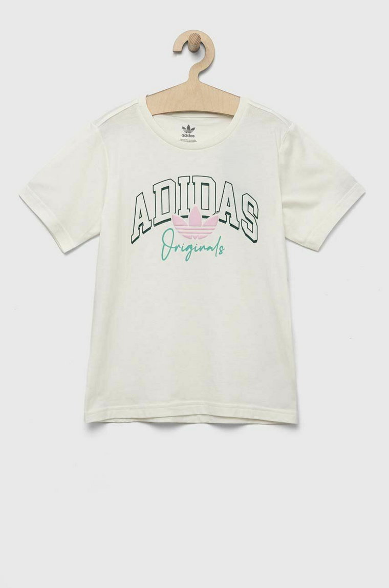 adidas Originals t-shirt bawełniany dziecięcy kolor biały z nadrukiem