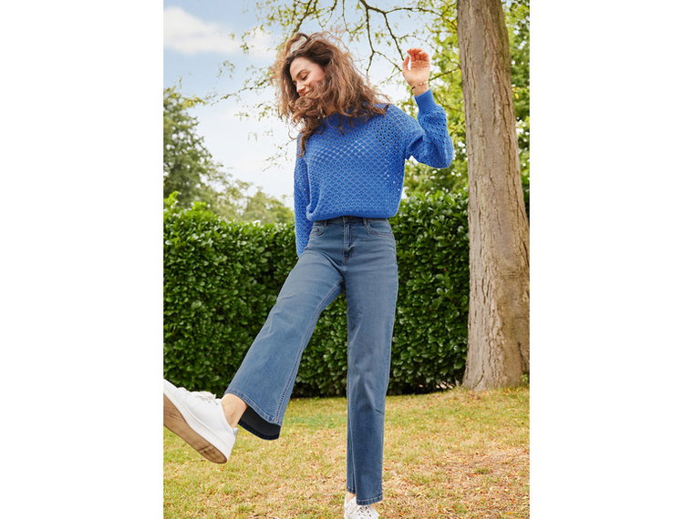 esmara Jeansy damskie z szerokimi nogawkami, wysoki stan (38, Niebieski)