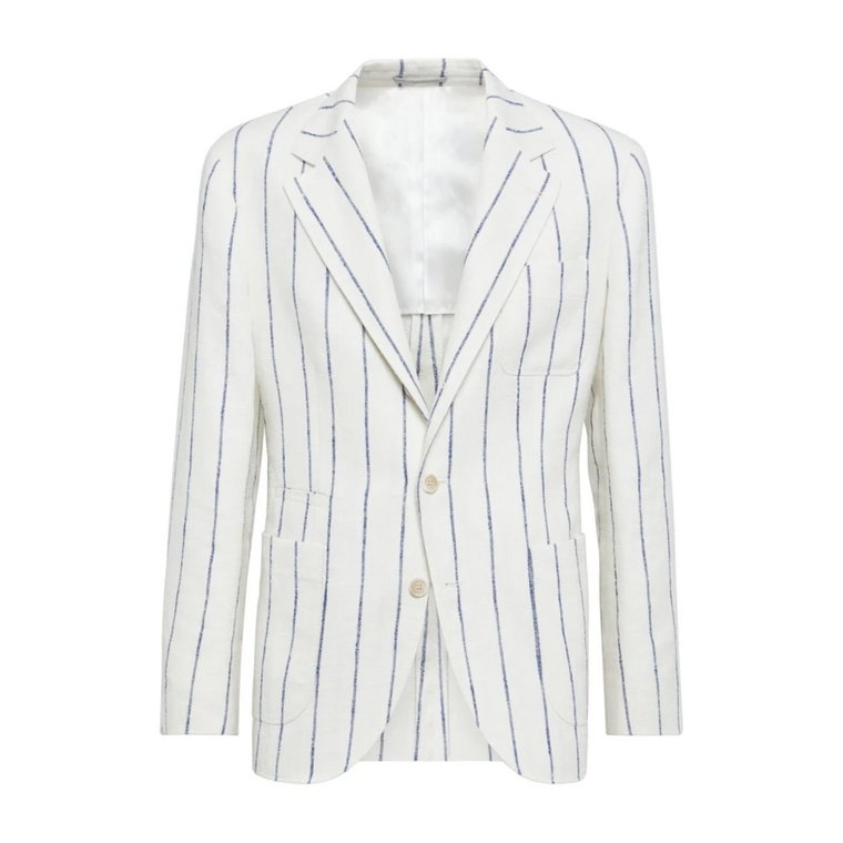 Deconstructed Pinstripe Linen Jacket Brunello Cucinelli