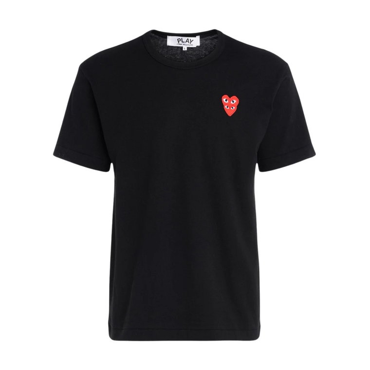 Męski czarny T-shirt z nadrukowanymi sercami Comme des Garçons Play