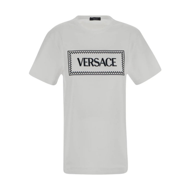 Czarna Koszulka z Haftem Logo Versace