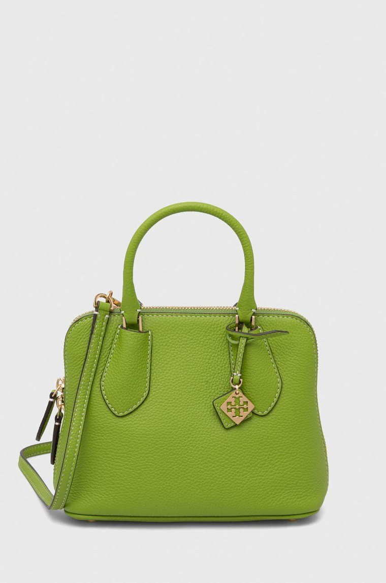 Tory Burch torebka skórzana Mini Pebbled Swing kolor zielony 155619.300