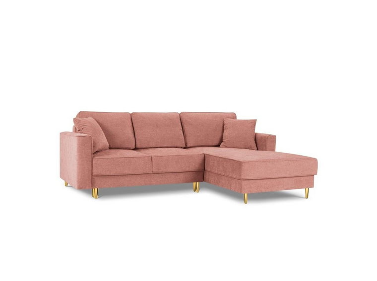 Narożnik z funkcją spania Dunas Pink Structured Fabric Prawostronna kolor nóg złoty