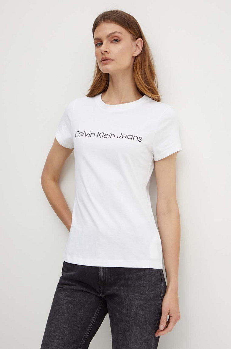 Calvin Klein Jeans t-shirt bawełniany damski kolor biały J20J220253