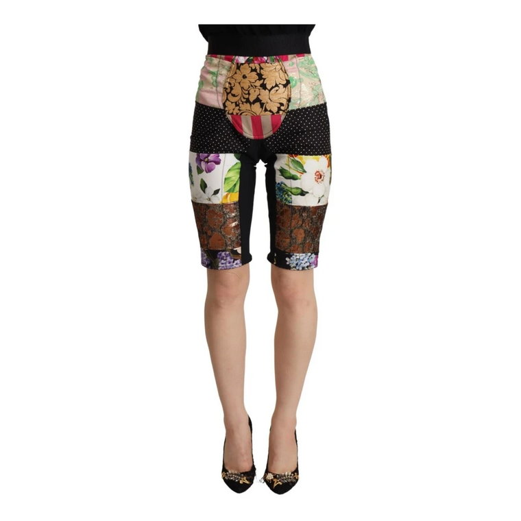 Multicolor Patchwork High Waist Cropped Pants Dolce & Gabbana