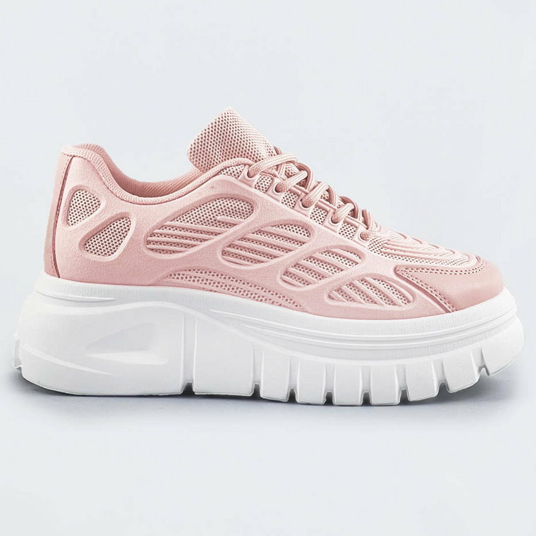 Sportowe buty damskie na platformie różowe (s222)