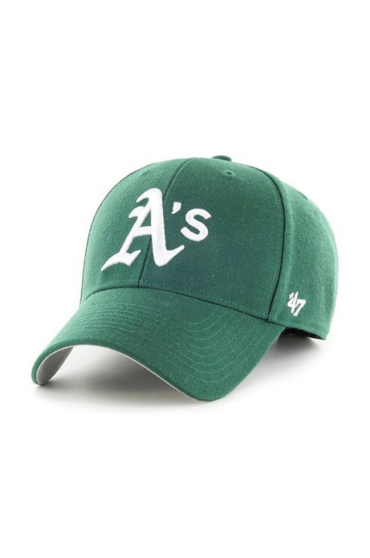 47 brand czapka z domieszką wełny MLB Oakland Athletics kolor zielony z aplikacją  B-MVP18WBV-DGE