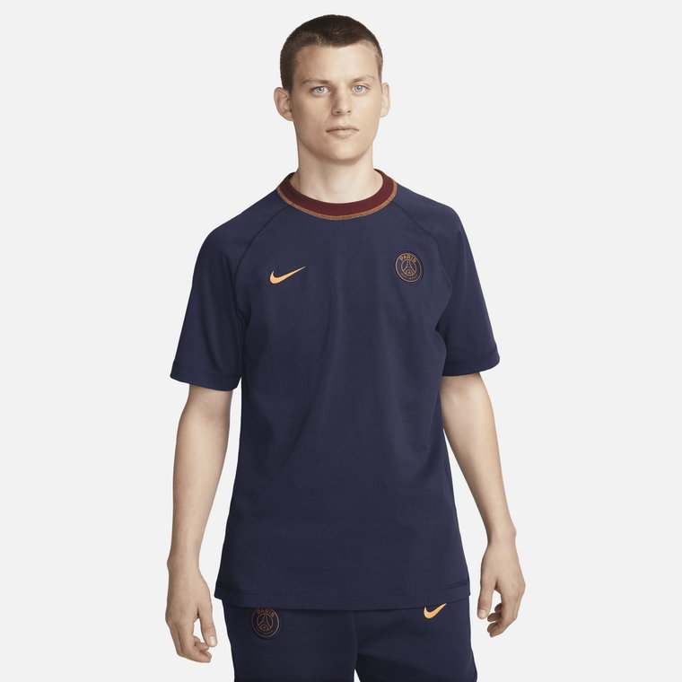 Męska koszulka piłkarska z krótkim rękawem Nike Paris Saint-Germain Travel - Niebieski