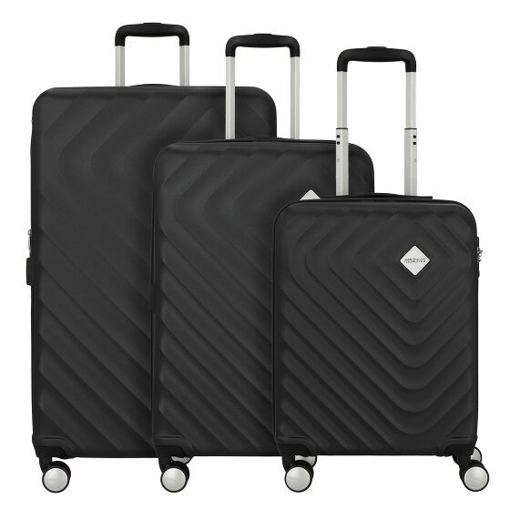American Tourister Summer Square 4 kółka Zestaw walizek 3-części z plisą rozprężną black