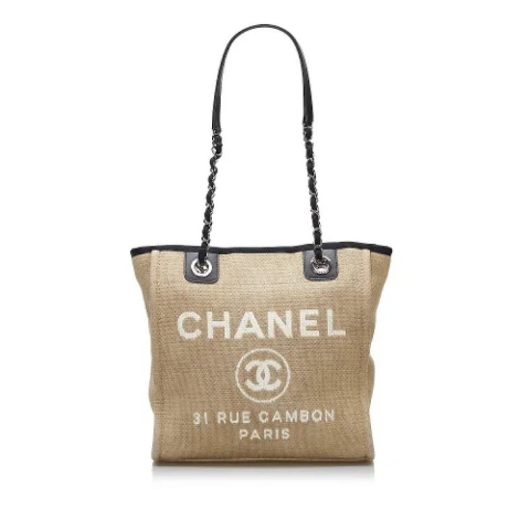 Brązowa Torba Chanel Deauville z Kanwy Chanel Vintage
