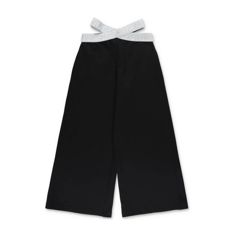 Czarne spodnie z bawełny z paskiem FF Fendi