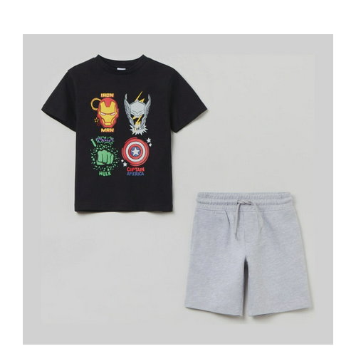Garnitur dziecięcy (t-shirt + spodenki) OVS 1798764 104 cm Czarny (8056781049587). Komplety chłopięce