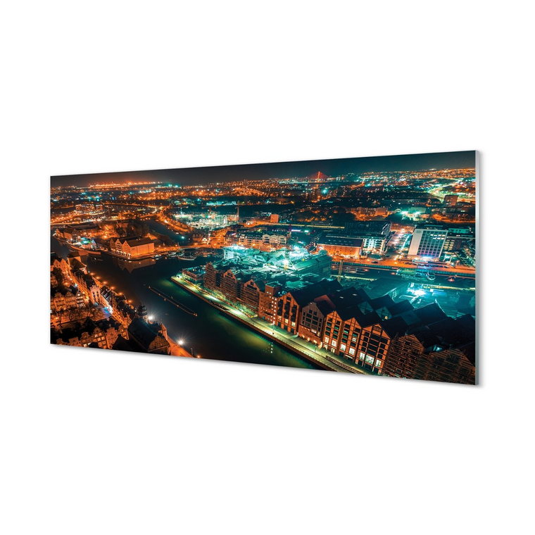 Ścienny panel Gdańsk Rzeka panorama noc 125x50 cm