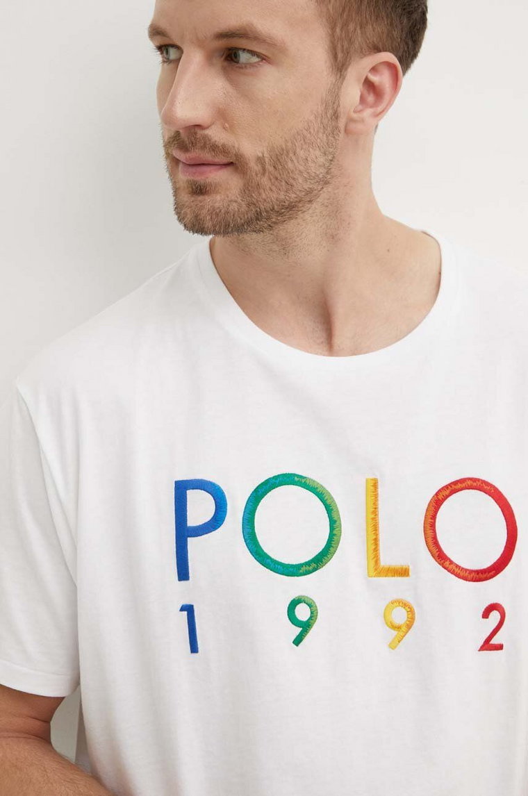 Polo Ralph Lauren t-shirt bawełniany męski kolor biały z aplikacją 710934742