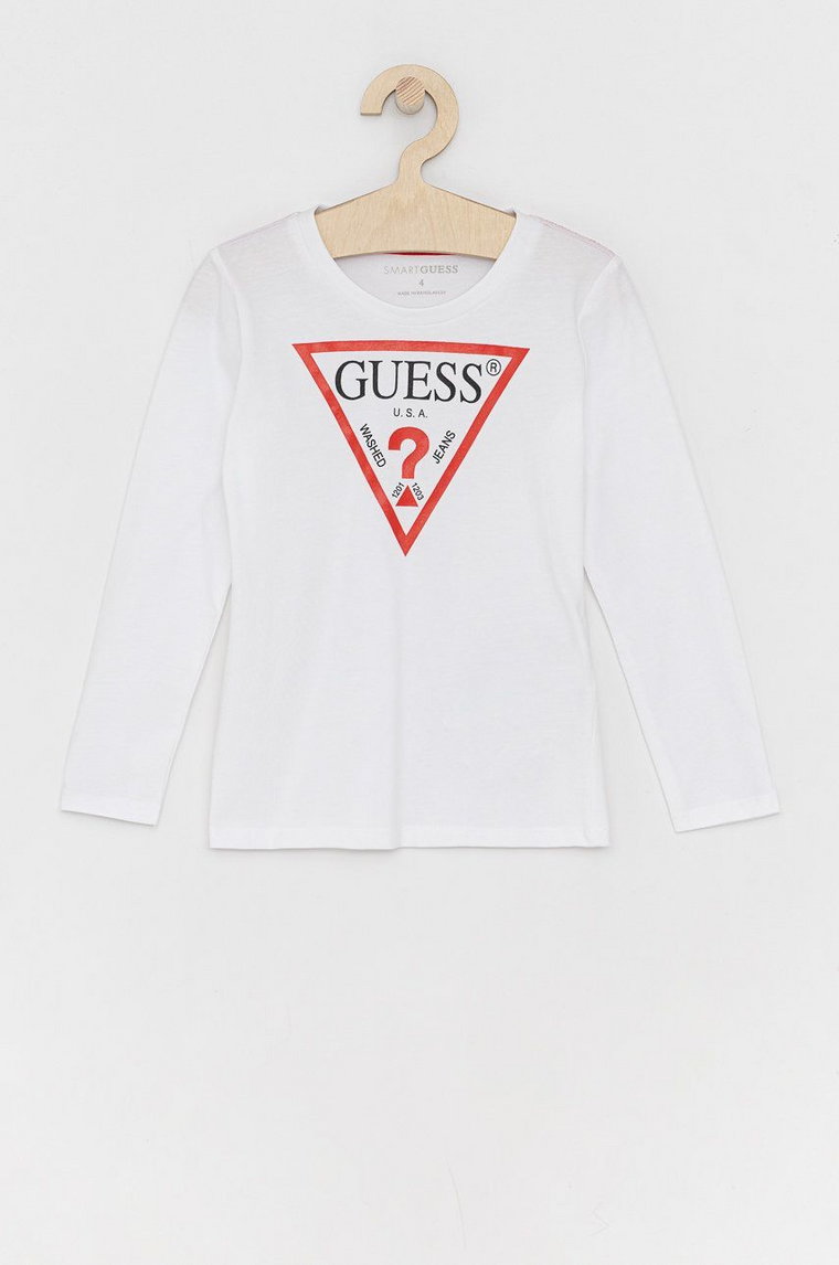 Guess Longsleeve dziecięcy kolor biały z nadrukiem