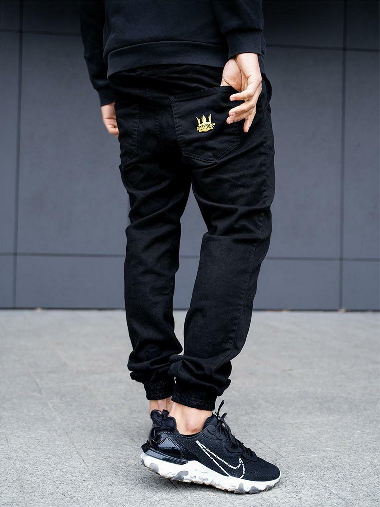 Spodnie Materiałowe Jogger Jigga Crown Stitch Czarne / Żółte