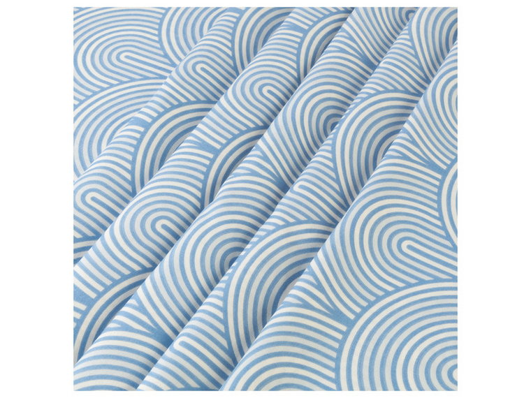 LIVARNO home Pościel satynowa z mikrowłókna, 160 x 200 cm (Niebieski w łuki)