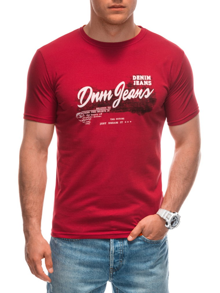 T-shirt męski z nadrukiem S1965 - czerwony