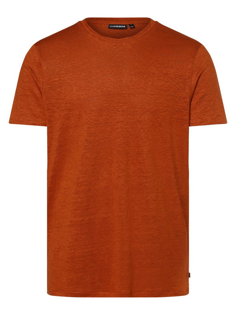 J.Lindeberg - Męska koszulka lniana  Coma, pomarańczowy|brązowy