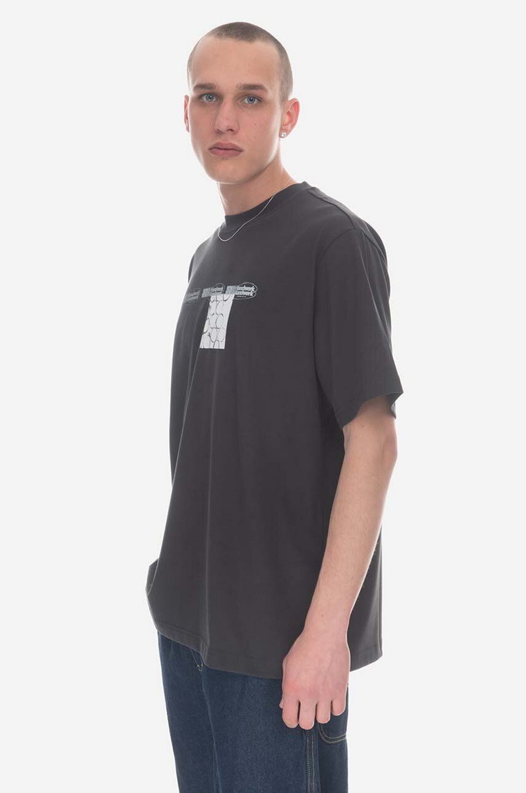 Wood Wood t-shirt bawełniany kolor szary z nadrukiem 12245706.2106-WHITE