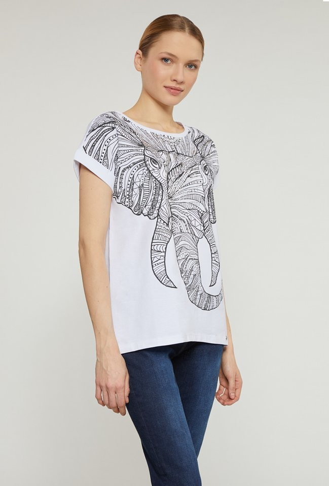 T-shirt damski z nadrukiem słonia