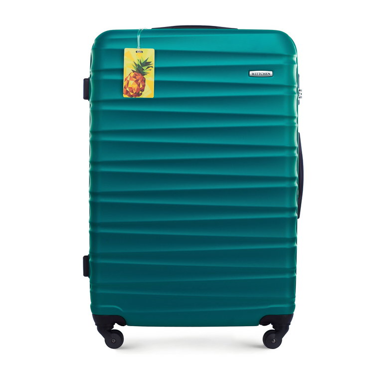 Duża walizka z ABS - u z identyfikatorem zielona |