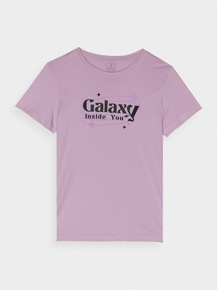 T-shirt z nadrukiem dziewczęcy - jasny fiolet