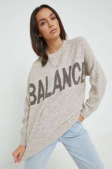 Noisy May sweter z domieszką wełny Balance damski kolor szary lekki