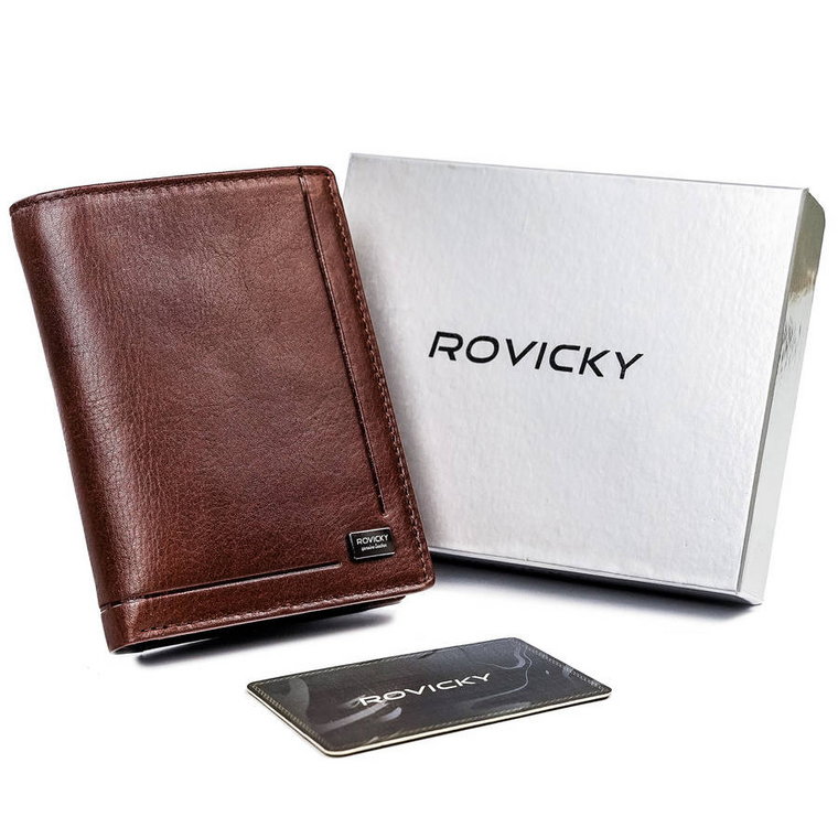Skórzany portfel męski z ochroną RFID  Rovicky