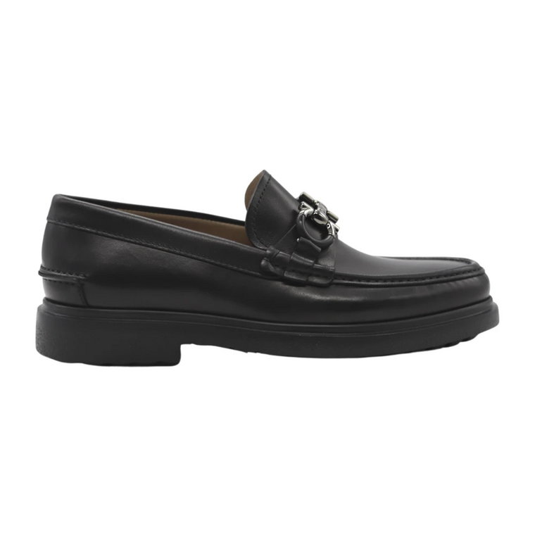 Czarne płaskie buty dla mężczyzn Salvatore Ferragamo