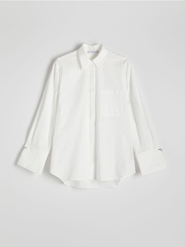 Reserved - Koszula z szerokimi mankietami - biały
