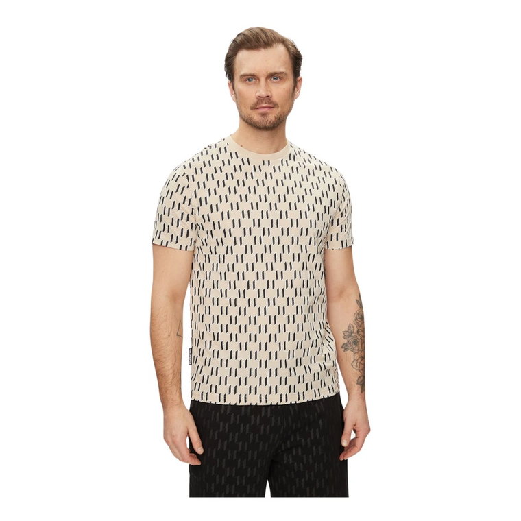 Beżowy T-Shirt Regular Fit z Bawełny Karl Lagerfeld