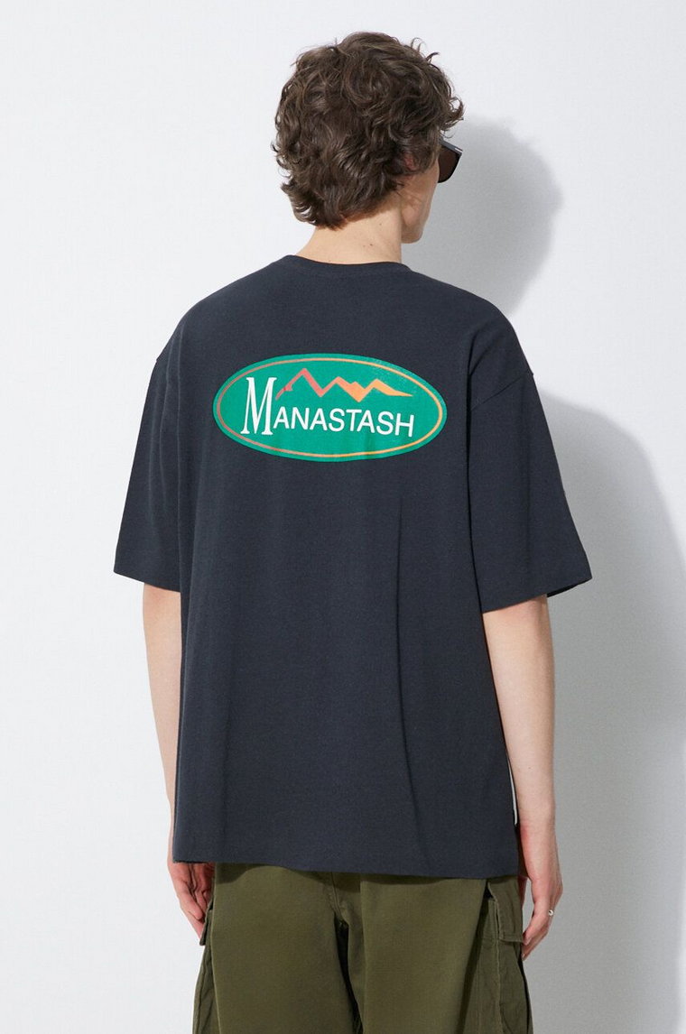 Manastash t-shirt Hemp Original Logo męski kolor czarny z nadrukiem 7924134002