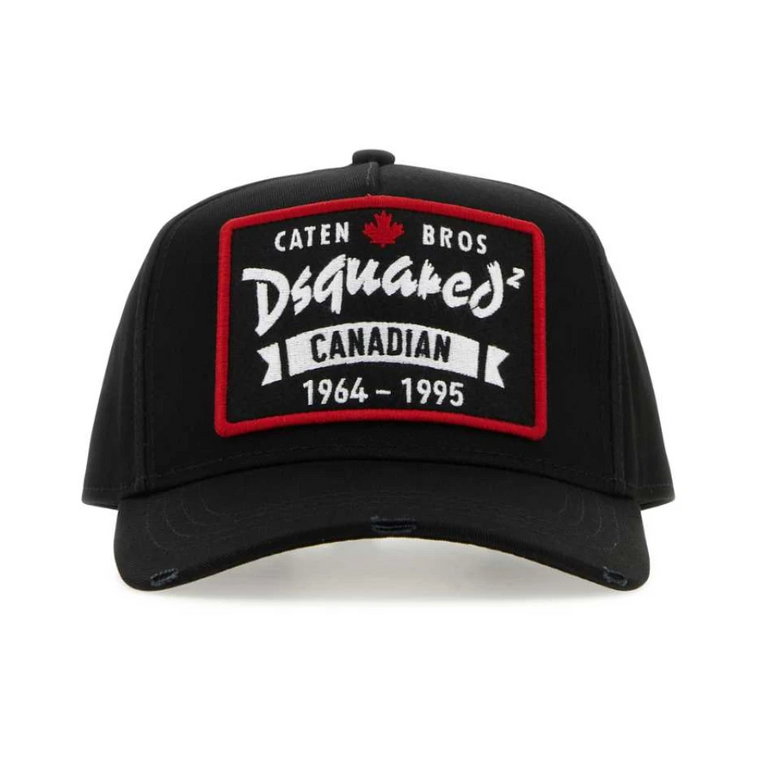 Modna czarna bawełniana czapka baseballowa Dsquared2