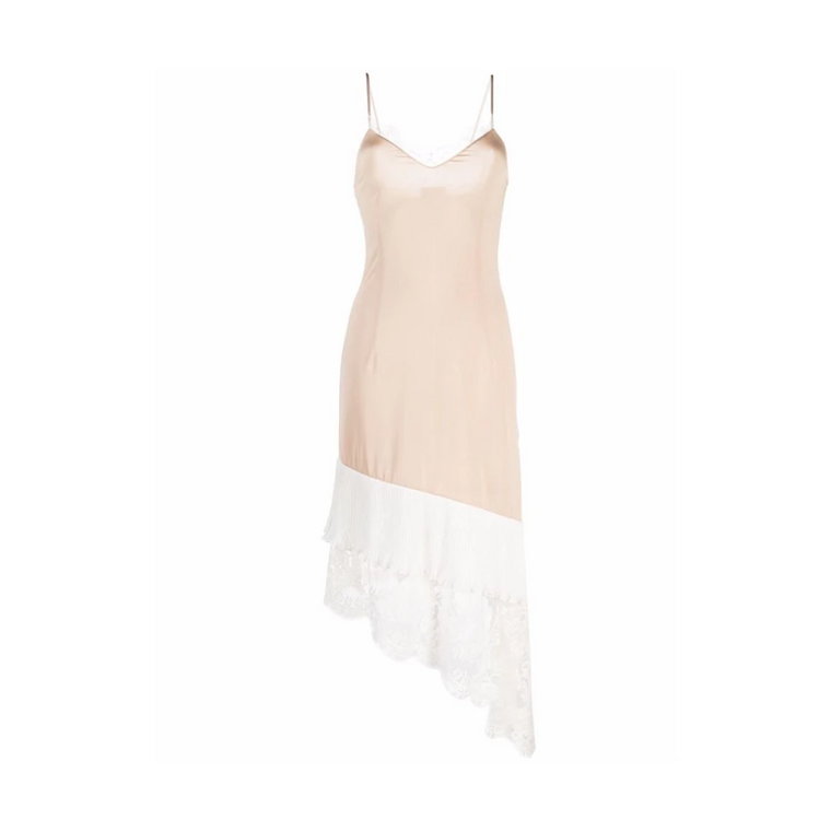 Różowy/Biały Asymetryczny Sukienka z Koronką Vetements