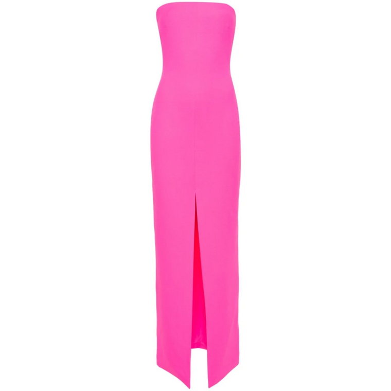 Hot Pink Sukienka bez Ramiączek z Rozcięciem z Przodu Solace London