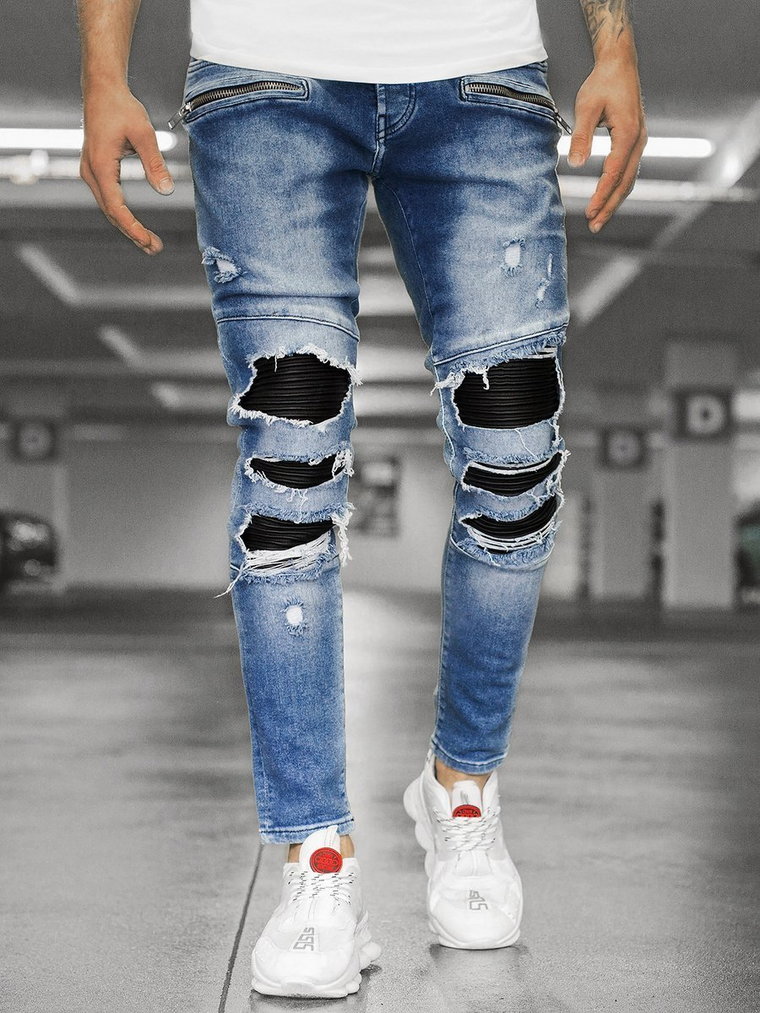 Spodnie jeansowe męskie niebieskie OZONEE O/B5585