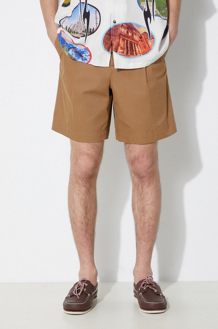 A.P.C. szorty bawełniane short crew kolor brązowy COGXS-H10198