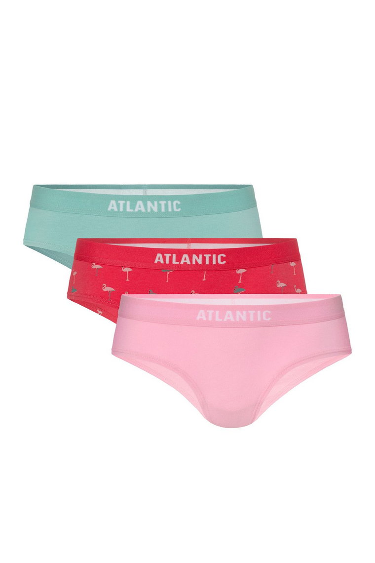 Figi damskie pół hipster Atlantic 3-pack  różowe, koralowe, zielone