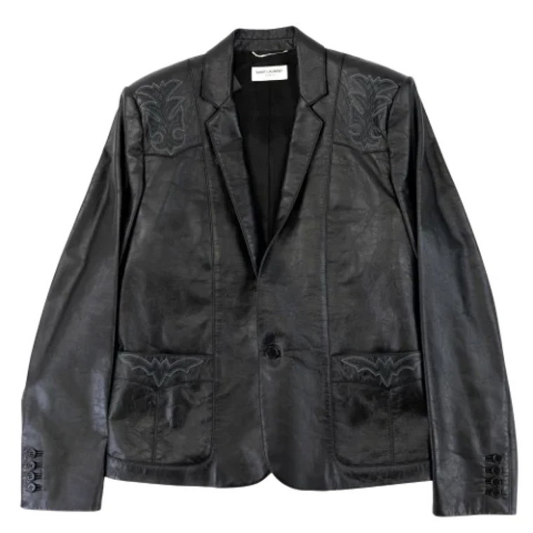 Pre-owned Leather outerwear Saint Laurent Vintage