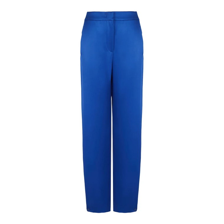 Niebieskie Jedwabne Spodnie Wytłaczane Żebrowane Giorgio Armani