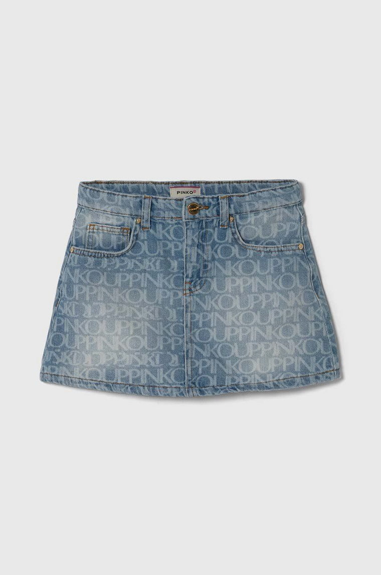 Pinko Up spódnica jeansowa dziecięca kolor niebieski mini prosta