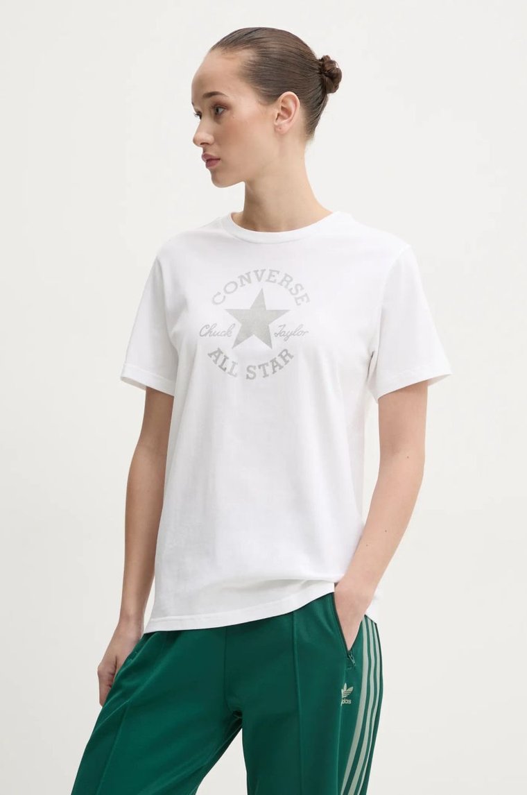 Converse t-shirt bawełniany damski kolor beżowy 10027077-A04