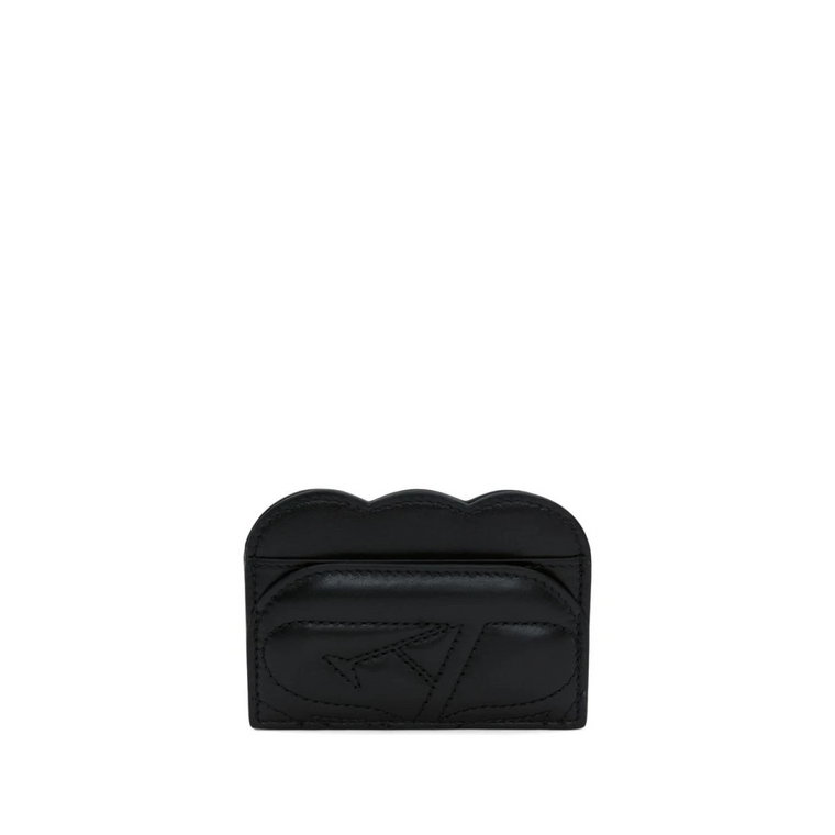Czarny Portfel z Pikowanym Wzorem i Logiem Pieczęci Alexander McQueen