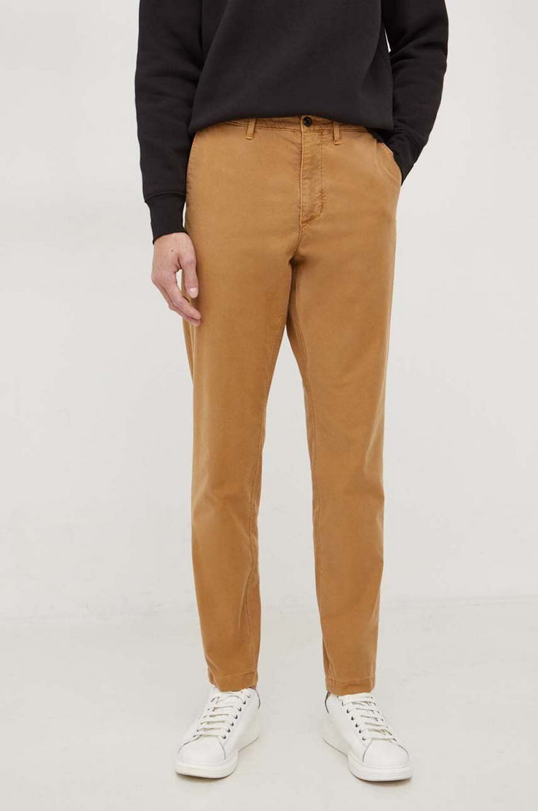 Tommy Hilfiger spodnie męskie kolor brązowy w fasonie chinos MW0MW33913