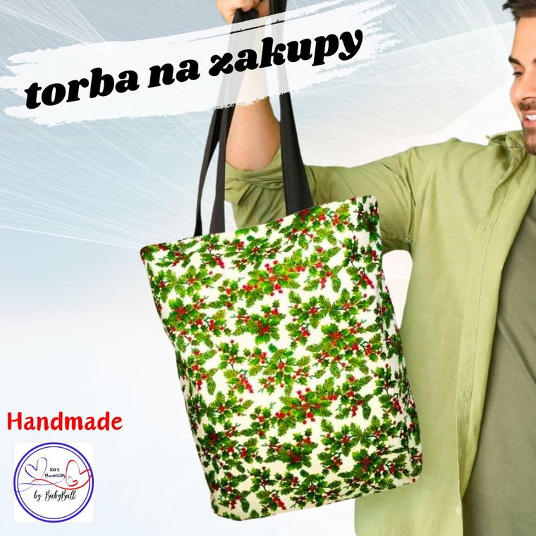 Torba siatka na zakupy bawełniana torebka kolorowa shopperka  HANDMADE - OSTROKRZEW